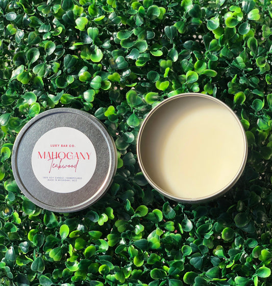 Mahogany Teakwood - 8oz Tin Candle (Wickless)