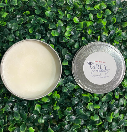 Mr. Grey Sweatpants - 8oz Tin Candle ((Masculine)) (Wickless)