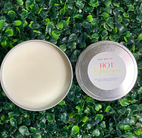 Hot Buttered Popcorn - 8oz Tin Candle (Wickless)